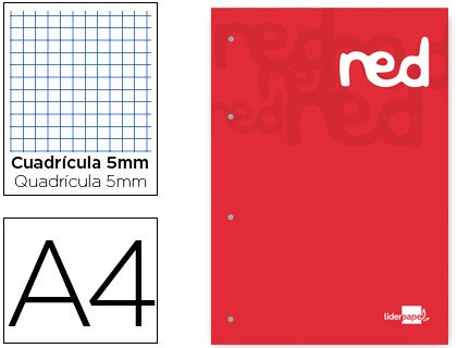 Bloc recambio Liderpapel A4 100h 100 g/m² c/5mm. rojo